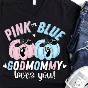 Pink or Blue Pumpkins Gender Reveal PNG: Godmommy Sublimation Design (Digital Download)