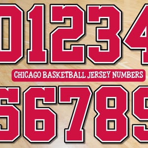 Números de camisa de basquete do Chicago, números de fonte atlética PNG, números de camisa esportiva, números de camisa do Bull, números de fonte esportiva, arquivos PNG