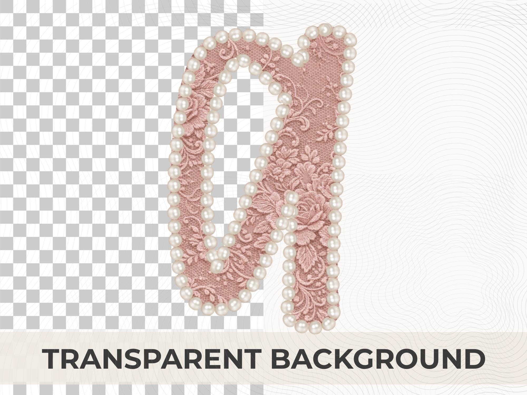 Dusty Rose Lace Alphabet PNG Bundle, Pearl Outline Letters & Numbers ...