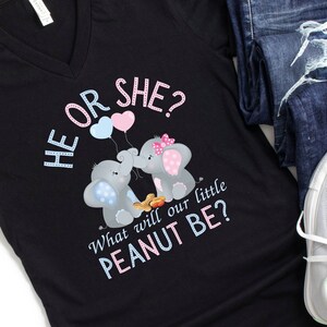 Little Peanut Elephant Gender Reveal Iron On Transfer - PNG - Print On Demand - T-shirts - Heat Press - Download - Cute Elephant Reveal