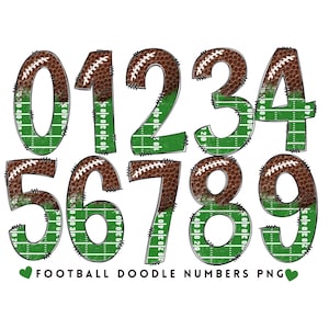 Fútbol en minúsculas Doodle Number Set PNG - Sublimación - Prensa de calor - Fondo transparente - Hierro encendido - Cartas de Scrapbooking - Grunge