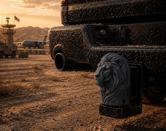Osłona na hak holowniczy Lion, Osłona na hak holowniczy, Głowica kulowa 50 mm, Prezent dla zwierząt, Personalizowana, Osłona na hak holowniczy Lion, Nakładka ochronna