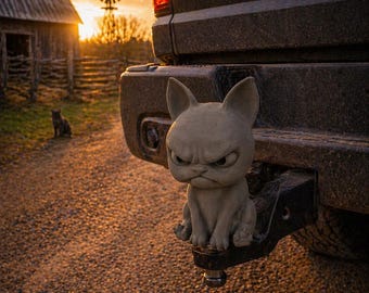 Pokrowiec na hak holowniczy Grumpy Cat dla miłośników kotów i zwierząt - Premiumowa ochronna nakładka na główkę kulową - Pomysł na prezent - Akcesorium do haka holowniczego
