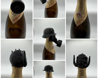 Insektenschutz Wehrmacht Stahlhelm mit Maske Wespenschutz Bierflasche