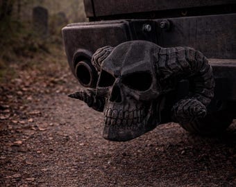 Skull Devil Darkside Towbar Cover 50 mm Horns Evil Darkness Premium Protective Cap Ball Head Trailer Accessory Gift Idea