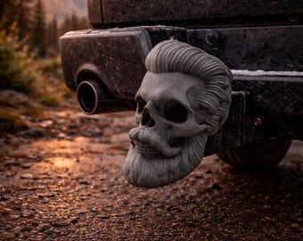 Pokrowiec na hak holowniczy Barber Skull Skull 50 mm, nakładka ochronna Beard Premium, głowica kulowa, haki holownicze, akcesoria do przyczep kempingowych, pomysł na prezent