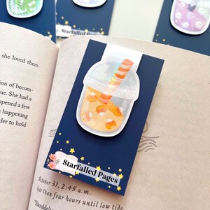 Candy Corn Boba Drink Holographic Magnetic Bookmark | Bookish | Book Merch | Book Gift | Bookish Gift | Gifts for Readers | Book Club