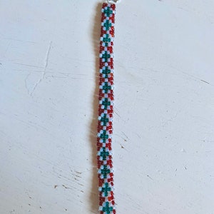 Bracelet rouge blanc et bleu canard image 2