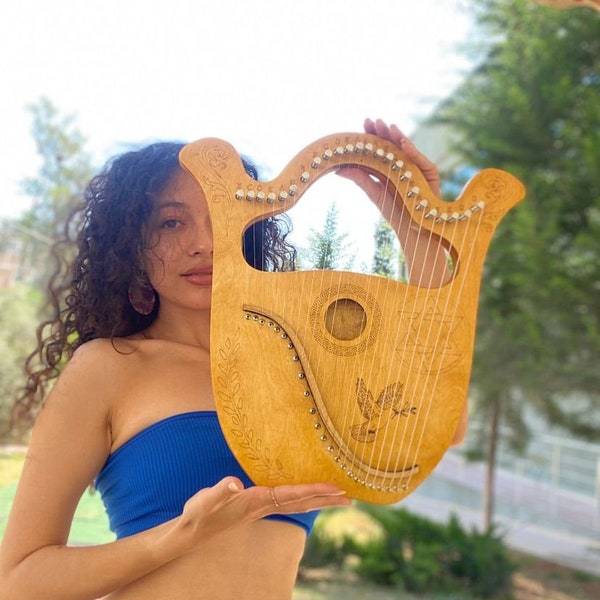 24 String Mega Size Jewish Lyre Harp King David Lyre Harp