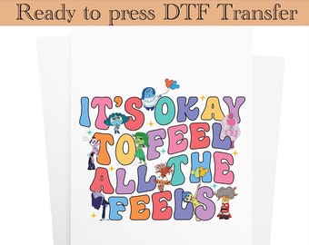 Disney Pixar inside out 2 It's Okey to Feel All the Feels characters dtf transfer,Inside out 2 dtf transfer,Disney Pixar Sheet dtf Transfer