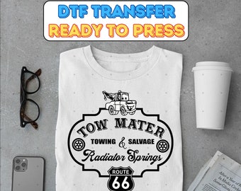 Tow Mater Towing and Salvage Radiator Springs DTF Transfer,Tow Mater Ready to Press, Disney Cars DTF Transfer, Disney Lightning McQueen Dtf
