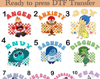 Disney Inside Out 2 Characters DTF Transfer,It's Okay To Feel All The Feels DTF Transfer,Emotion Friends DTF transfer,joy anxiety anger fear