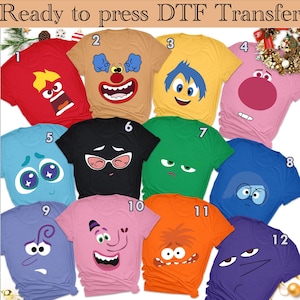 Inside Out 2 DTF Transfer,Inside Out Custom Character Inside Out 2 DTF,Holiday DTF, Inside Out Faces Transfer, Cartoon Emotions Friends