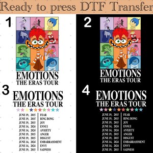Disney Inside Out 2 Emotions the Eras Tour Dtf Transfer Ready to Press,Disney Joy anger envy anxiety Dtf transfer,Disney Pixar Movie Dtf