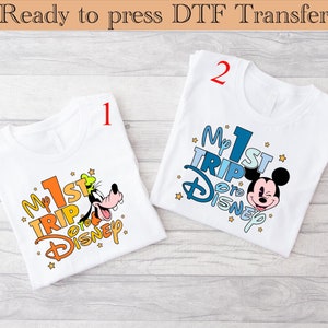 Disney My First Trip To Mickey Mouse And Goofy Ready To Press DTF Transfer, Disney Family Vacation DTF, Mickey And Family Trip DTF Transfer
