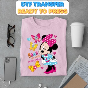 Disney listo para presionar Minnie Mouse Bows va con todo lindo transferencia DTF, Disney Mickey y sus amigos DTF Gang Sheet, Disney Couple DTF