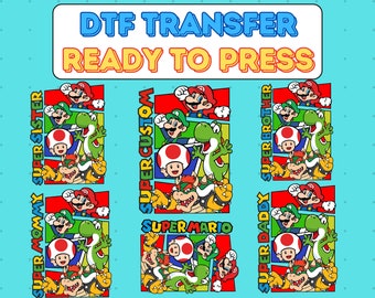 Super Mario Family matching DTF Transfer, luigi bowser yoshi party friends Shirt Design Prints ready to Press, Epic Universe Vacation Prints