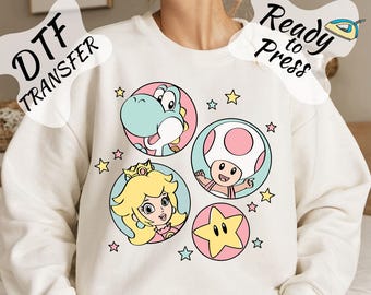 Princess Peach & Friends DTF Transfer Super Mario Love Design Ready to Press, Yoshi Epic Universe Iron On, Mario Gang Sheet
