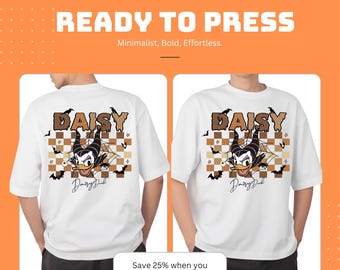 Daisy Duck Halloween DTF Transfer: Spooky Cartoon Shirt Art, Ready to Press