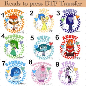 Disney Inside Out 2 DTF Transfer,It&#39;s Okay To Feel All The Feels DTF Transfer,Anxiety Joy Sadness Anger Disgust Dtf,inside out character Dtf