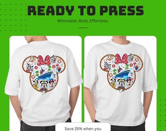 Disney Cruise Minnie Head Ready To Press, Disney Cruise 2025 DTF Transfer, Birthday Squad DTF Print,Heat Press, Disney Shirts DTF Transfer