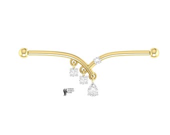 Barra industrial de oro macizo con diamantes de laboratorio / Joyería colgante para piercing de cartílago