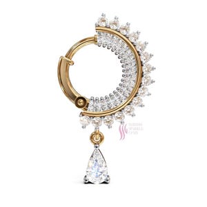 Diamond nose ring hoop | big nose ring | dangle nose ring | cartilage conch helix | big nose ring | ear piercing gold hoop huggie clicker