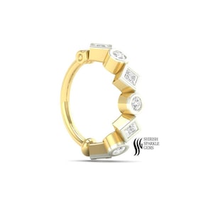 Diamond cartilage | diamond conch hoop | diamond daith hoop | gold ear hoop clicker | diamond tragus hoop | nose ring | ear huggie hoop