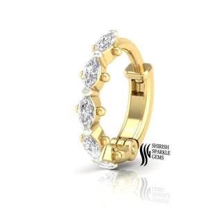 Lab grown Diamond nose ring Clicker Hinged huggie diamond cartridge conch daith piercing hoop Gold  Piercing nostril nose clicker ear huggie