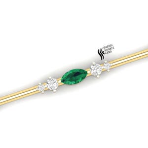 14K Solid Gold Industrial Post/Labor Diamant Smaragd Industrie Piercing / Smaragd Diamant Gerade Barbell / Industrielles Piercing / Geschenk für Sie