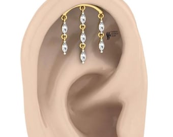 Set 3 Paia Orecchini Minimal Placcati Oro 18k Con CZ - Retro Piatto Per Piercing Multiplo - Ipoallergenici