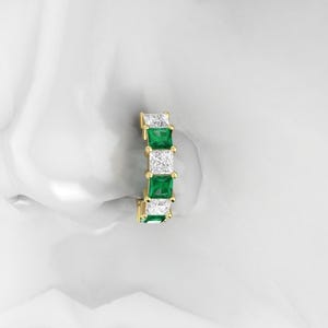 Emerald Lab Diamant Nasenring / Diamant Clicker Hinged / Diamant Helix Daith Piercing / Gold Ohr-Piercing Nase Clicker Ohr Huggie