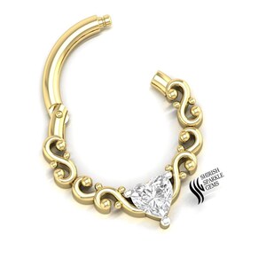 Herz Diamant nasenring ohr huggie Clicker Aufklappbare diamant patrone daith Piercing gold Ohr Piercing nasenloch clicker ohr huggie