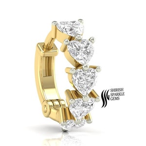 Lab gewachsen Diamant Herz Ring Clicker Herzform Clicker Klapp Diamant Patrone Daith Piercing Gold Ohr Piercing Nasenloch Clicker Ohr Huggie