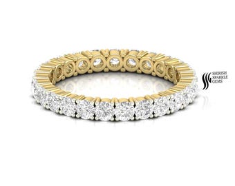 Fede nuziale con diamanti per donna / fede di fidanzamento con diamanti sintetici per lei / anello nuziale con diamanti / fede nuziale da donna / anello nuziale con diamanti