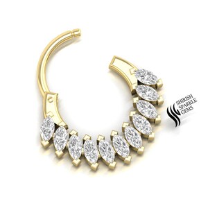 Lab gewachsener Diamant Marquise Diamant Nase Septum Ohr Huggie Clicker Hinged Diamant Patrone Daith Piercing Nasenring Nasenring