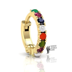 Regenbogen Edelstein Nase Hoop “, „Knorpelmuschel Daith Clicker, Regenbogen Edelstein Ohr Huggie „Gemstone Gold Hoop“, was es klar macht