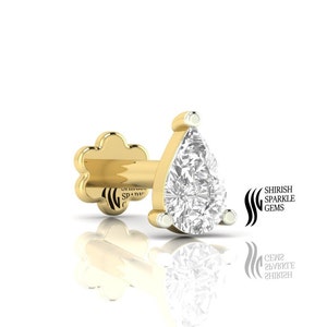 Lab diamond labret / solitaire diamond ear piercing / genuine diamond helix / diamond cartilage / natural diamond nose pin diamond ear stud