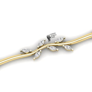 14k Gold Leaf Industrial Barbell mit Marquise Piercing Knorpel Ohrschmuck Geschenk für Sie.