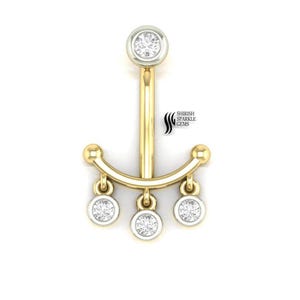 ShirishSparkle Gold Belly Button Ring – Lab Diamond Navel Piercing, Diamond Belly Button Jewelry, Diamond Rook Piercing, Navel Belly Ring