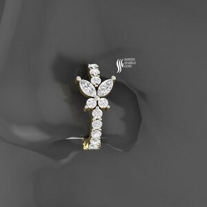 Lab grown Diamond nose ring ear huggie Clicker Hinged diamond cartridge daith piercing Gold  Piercing nostril nose clicker ear huggie hoop