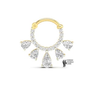 Diamond septum helix conch hoop clicker | diamond white gold cartilage | diamond daith tragus hoop | dangle helix | nose ring hoop clicker
