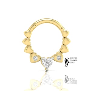 Aro de diamante para tabique nasal, hélix, clicker / aro de diamante para cartílago de laboratorio / aro de diamante para daith / aro de diamante para oreja, piercing de diamante para oreja de laboratorio