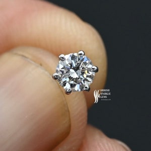 Ready to ship .40CT Lab grown Diamond Nose Pin labret Hinged helix conch post Gold  nose Piercing 14K Gold Nose Diamond Nose ear Piercing