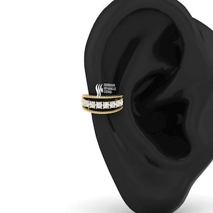 Aro de caracola con diamantes de laboratorio / aro de cartílago de oro macizo / aro de labio con diamantes para oreja / aro de hélice con diamantes / aro de lóbulo trago con diamantes