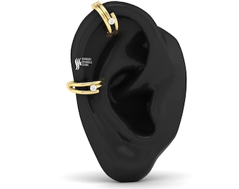 Eco Friendly Lab Grown Diamond Cartilage Hoop, Conch Daith Ring, Sustainable Ear Piercing Jewelry, Christmas Gift for Her