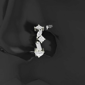 Lab grown Diamond nose ring multiple Shape Clicker Hinged diamond cartridge daith piercing Gold ear Piercing nostril nose clicker ear huggie