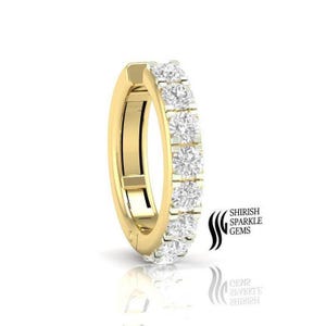 14k gold ethical lab diamond ear non piercing hoop, ethical piercing jewelry, lab grown diamond cartilage conch helix daith non piercing