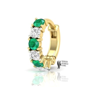 Im Labor gewachsene Diamanten Nasenring Ohr Huggie Clicker Hinged Smaragd Diamant Patrone Daith Piercing Gold Ohr Piercing Nasenloch Nase Clicker