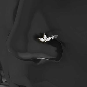 18k diamond labret conch rook post / lab diamond tragus flat back ear piercing / lab diamond solid gold ear piercing post helix daith labret